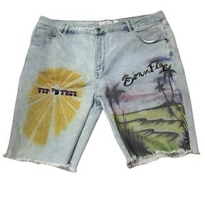 Born Fly Men's lt stone wash denim Fly 'N Free shorts sz 46 paradise Light Blue
